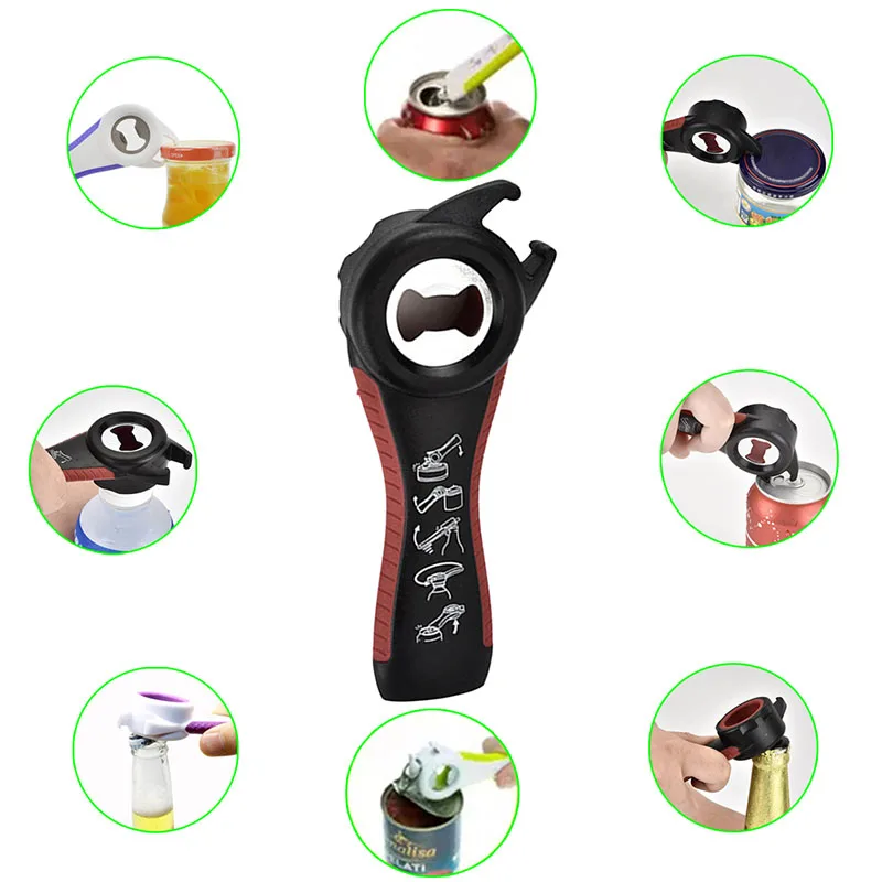 5 In 1 Creative Multi Function Bottle Opener Stainless Steel Non Slip 