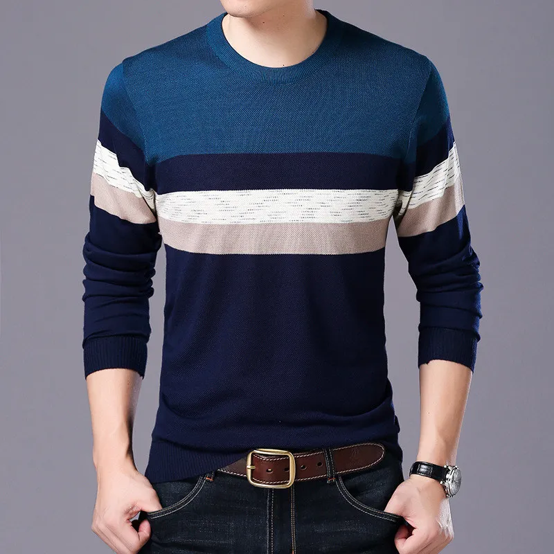 BOLUBAO, повседневные мужские свитера, новинка, Осень-зима, модный Толстый Пуловер, свитер для мужчин, облегающая мужская одежда - Цвет: Blue