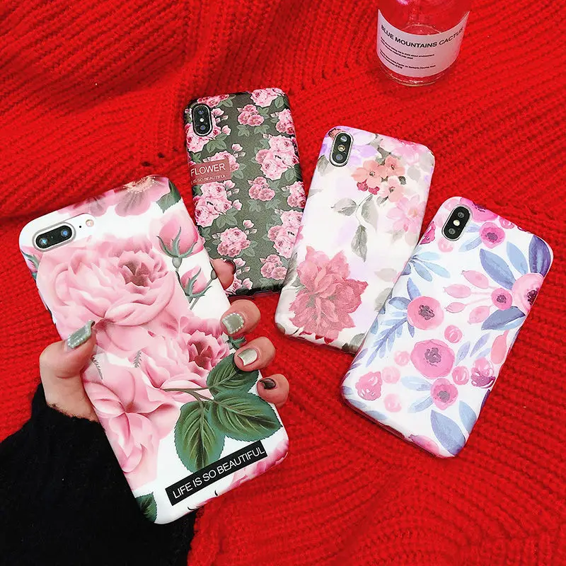 

Retro Flower Soft TPU Silicone Case For iPhone XR XS Max 6 6S Plus X Vintage Floral Leaves Back Cover For iPhone XR 7 8 Plus XS