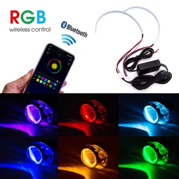 

1set RGB LED Demon Eye Halo Ring Kit For 2.5" 2.8" 3.0" Headlight Projectors Retrofit Bluetooth Remote Control Devil Eye