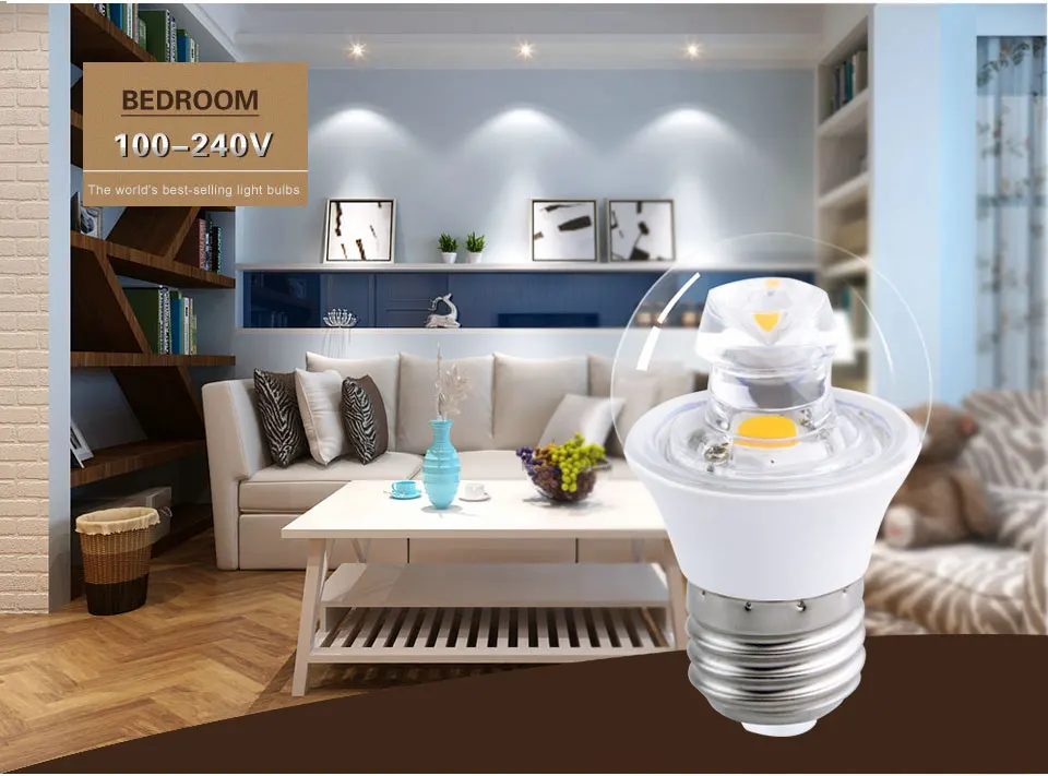 E27 LED Lamp LED Bulb E14 220V 110V 100-240V Real Power 5W COB Chip Focos Replace Incandescent Lamp Indoor Candle Light (10)