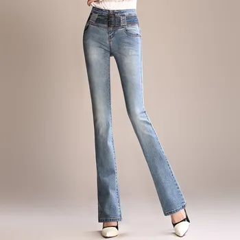 

Women's High Waist Slightly Flared Jeans Slim High Waist Boot Cut Jeans Fashion Bell Bottom Trousers Comfortable Flares Pants