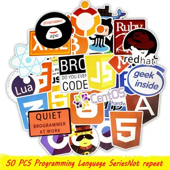50 PCS Programming Language Sticker Java Html APP Software Program Stickers for Geek DIY Laptop Macbook Computer Phone PS4 java programming for beginner s