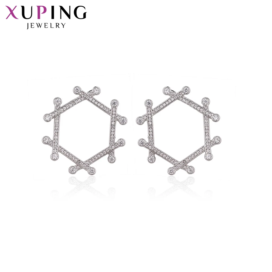 Xuping Elegant Special Design Earrings Rhodium Plated Earring Stud Jewelry for Women Christmas Gifts 93476 | Украшения и