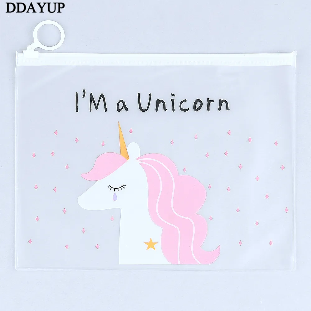 Прозрачный чехол-карандаш с мультипликационным принтом Kawaii Unicorn, большая сумка-карандаш для девочек, для детей, для офиса, школы, канцелярские принадлежности - Цвет: Style1