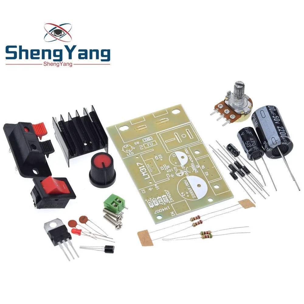 

LM317 DIY Kit Step Down Power Supply Module Adjustable Voltage Regulator Switch Resettable Fuse Electrolytic Capacitor Board