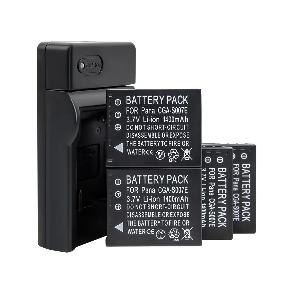 4 шт. CGA-S007 CGR S007E BCD10 Камера Батарея+ 1 шт. USB Зарядное устройство для Panasonic DMC tz1 TZ2 TZ3 TZ4 TZ5 tz50 tz15