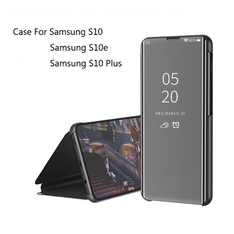 

Smart Mirror Flip Leather Case for Samsung Galaxy S10 Plus Case Support Wireless Charger for Samsung Galaxy S10e Case Stand Capa