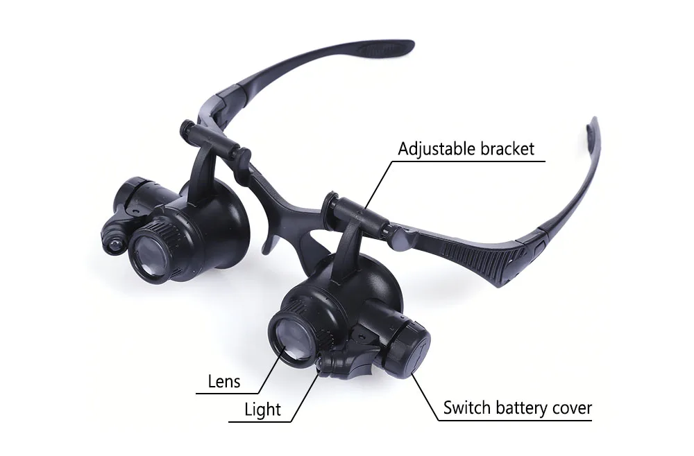 10X 15X 20X 25X двойной глаз Лупа объектива ювелирный ремонт часов Лупа с светодиодный подсветкой