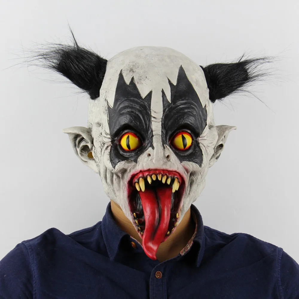 Забавное лицо талисман жуткий, пугающий человек латексная маска убийца Клоун Маска для взрослых мужчин/женщин Хэллоуин Вечерние