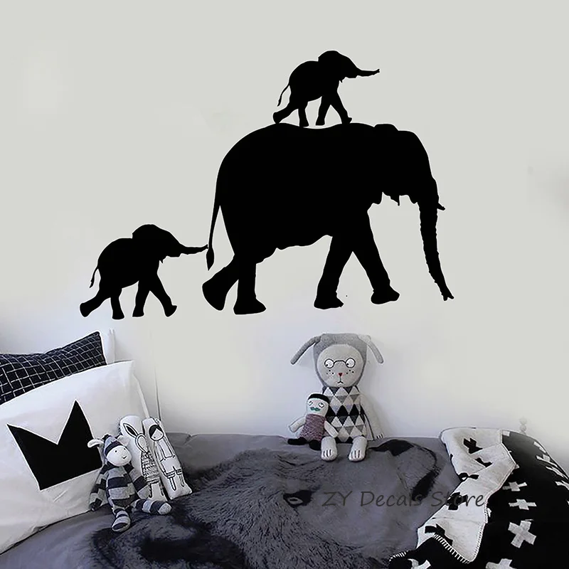 

Elephant Family Wall Decals Cute Animals Wall Sticker For Nursery Kids Room DIY Decoration Jungl Animal Art Mural Wallpaper L327