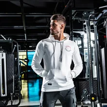 Осенний спортивный свитер с капюшоном для занятий фитнесом, Мужской Хлопковый тонкий тренировочный костюм, пуловер для бега, футболка для бега в спортзале