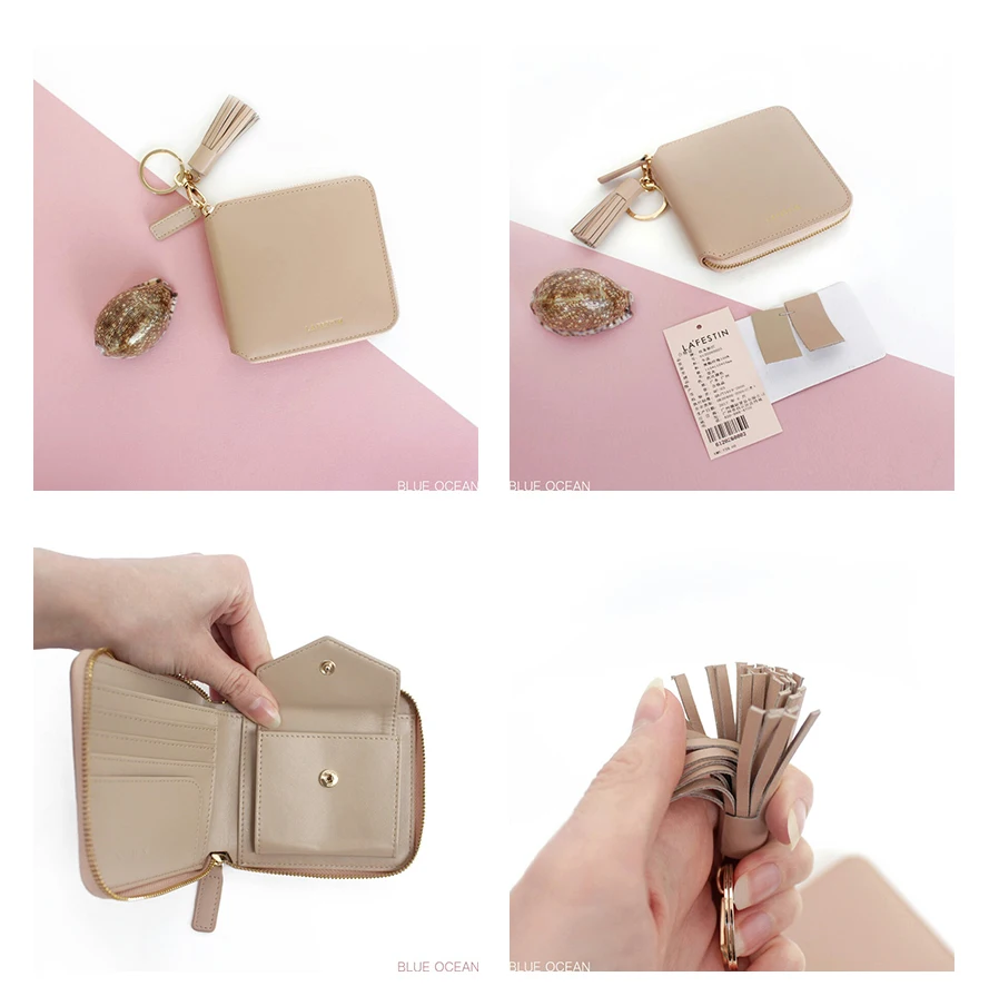 LAFESTIN Марка женский кошелёк из брендовой натуральной кожи короткий кошелек Fringe