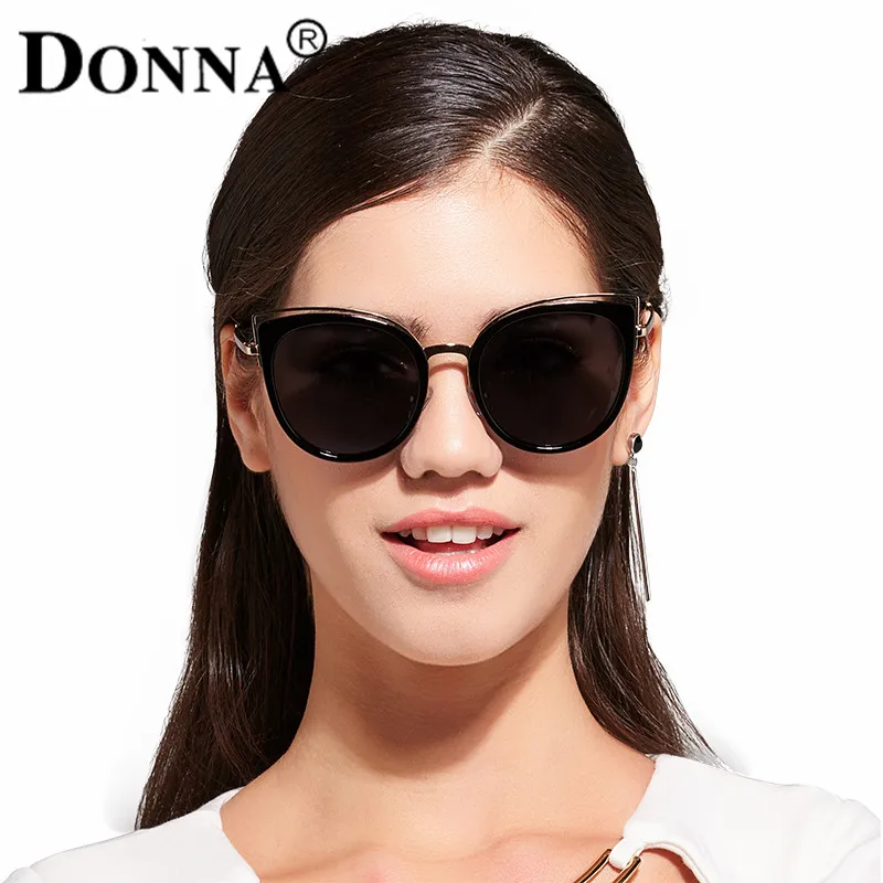 DONNA New Fashion Cat Eye Sunglasses Women White Frame Gradient Polarized Sun Glasses Driving