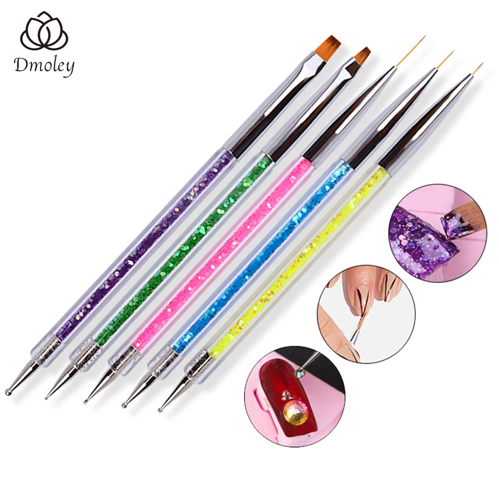 

Dmoley 5 pcs Nail Art Brushes For Manicure Dotting Pen for Nails Dots Tips Tools Nail Art Manicure Rhinestones