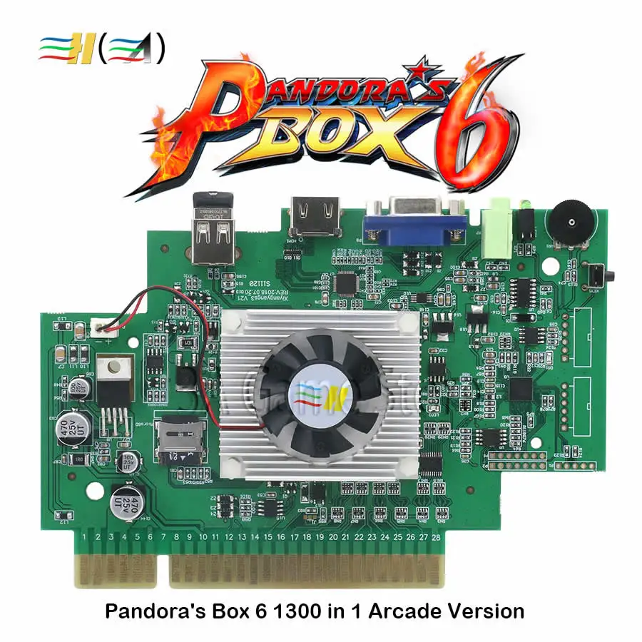 Pandora Box 6 1300 в 1 модульная доска JAMMA HDMI VGA CGA для игровых автоматов может добавить дополнительные 3000 игры Поддержка ФБА MAME PS1 игра 3d игры