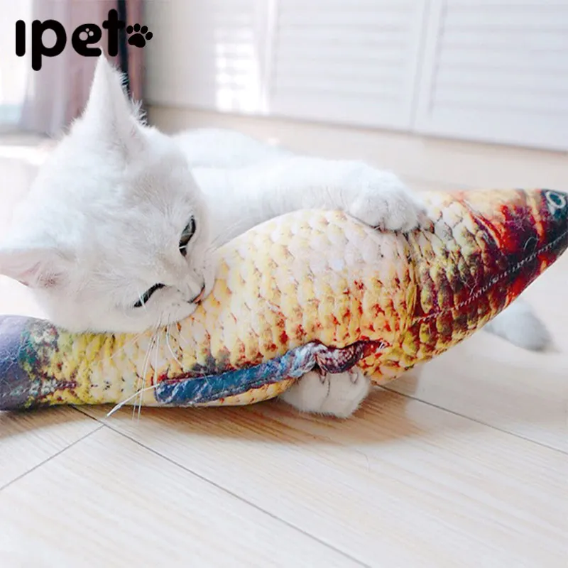 HOOPET Pet Cat Fish Toy Plush Stuffed Dog Toy Fish Shaped Cat Toy Scratching Lovely Pet Cats ...