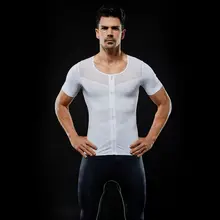 Мужская сетчатая Лоскутная утягивающая грудь, Корректирующее белье для тела, компрессионная футболка Abdo для мужчин, Корректирующее белье с коротким рукавом на молнии для коррекции фигуры
