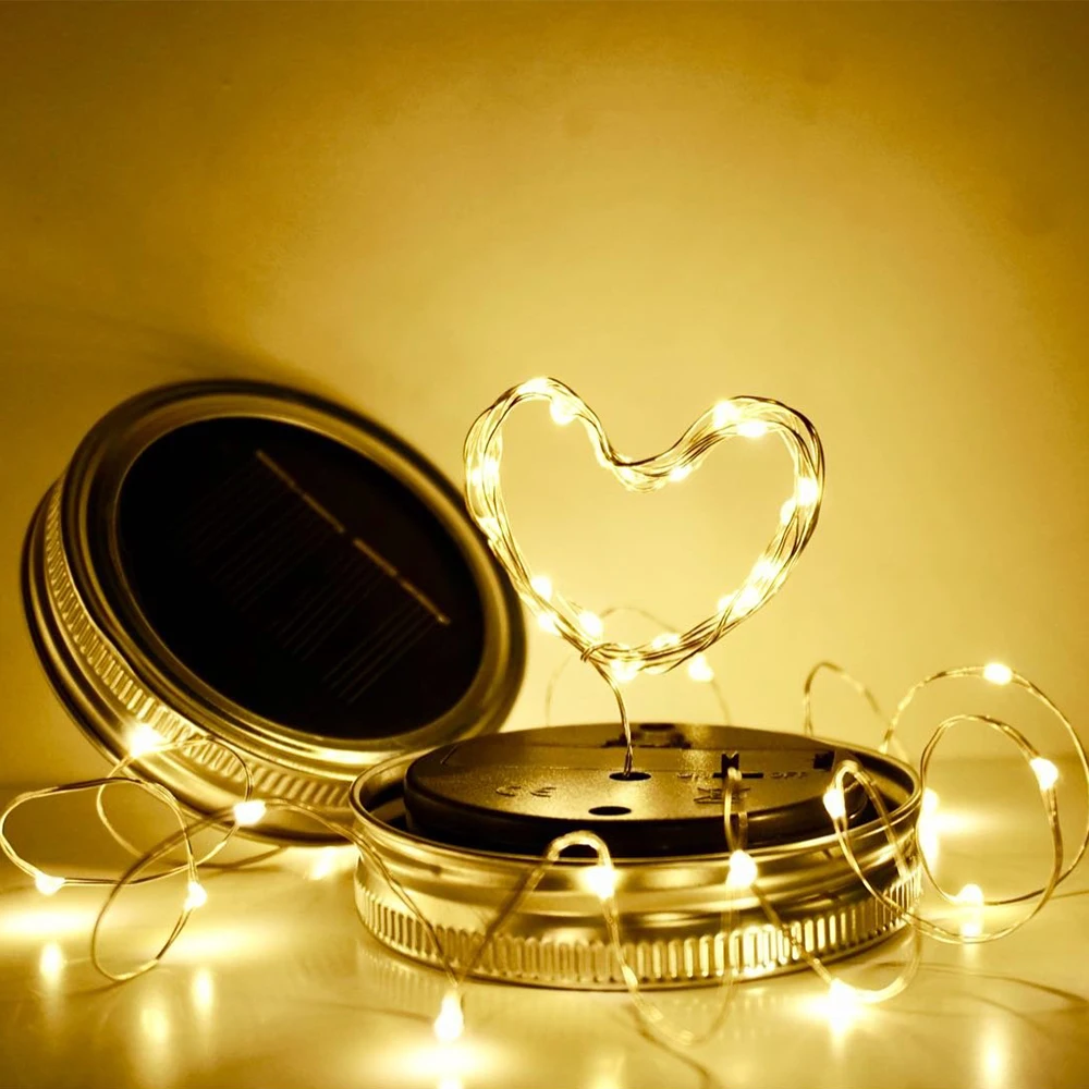 

2M 20 LED Fairy Light Waterproof Solar Powered String Light Garland For Mason Jar Lid Insert Color Changing Garden Decoration