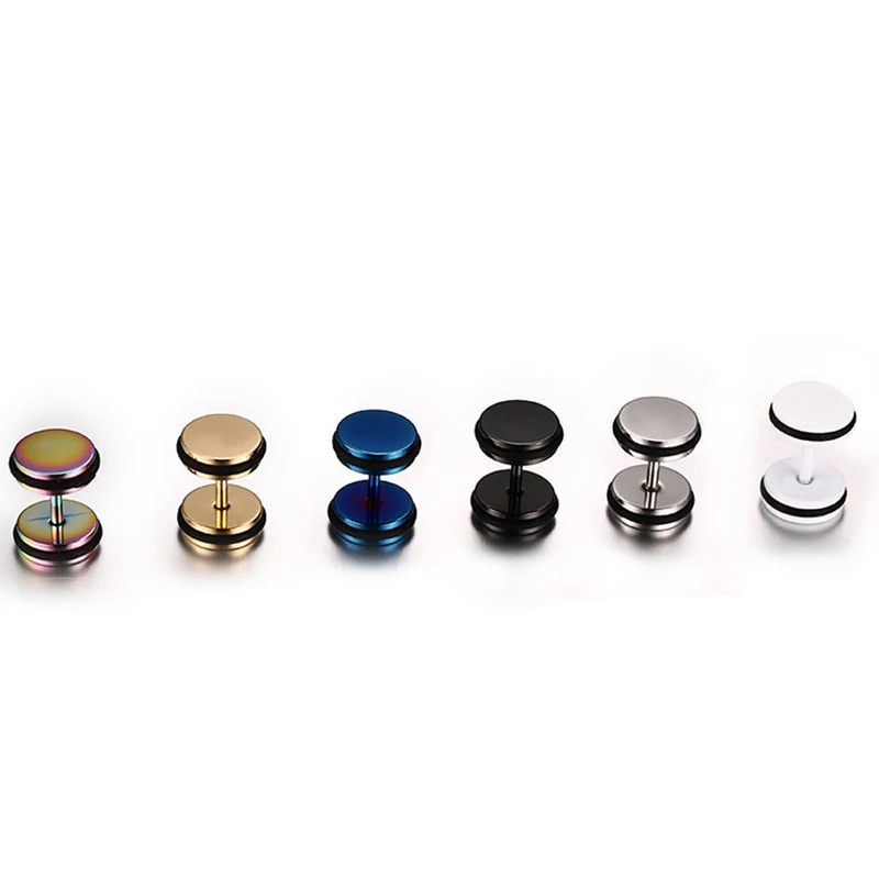 

Fashion Barbell Dumbbells Style Stud Earring White Silver Black Gold Color Stainless Steel Women Men Punk Gothic Style Jewelry