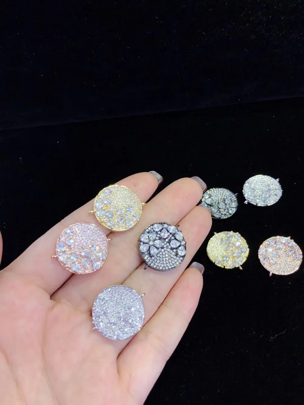 

Y118 4PC Golden plated Paved CZ Necklace Pendant Clasp Cubic Zirconia Jewelry Connector DIY Fine Jewellery Making