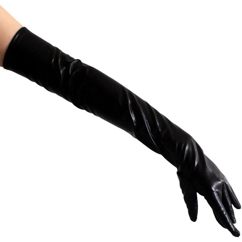 Взрослые сексуальные локоть женские перчатки Черные Экзотические привлекательные перчатки Фетиш Искусственные кожаные перчатки Клубная одежда комбинезон косплей костюмы Аксессуары