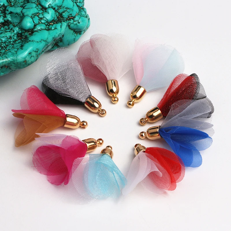 100pcs Satin Flower Tassel Pendants For Keychain Cellphone Straps Jewelry Charms Pendant Diy Accessories Craft Making Mater 100pcs Satin Flower Tassel Pendants For Keychain Cellphone Straps Jewelry Charms Pendant Diy Accessories Craft Making Mater