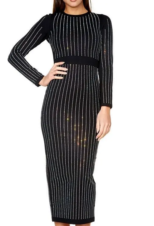 

factory dress black crystals long sleeves bandage dresses 2016 new arrival women party dress wholesale Dress + suit