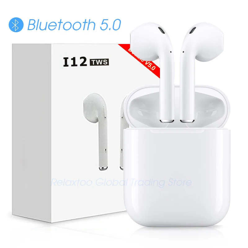 I12 СПЦ Bluetooth наушники беспроводной Touch управление 3D Surround Sound и зарядный чехол для iPhone телефона Android