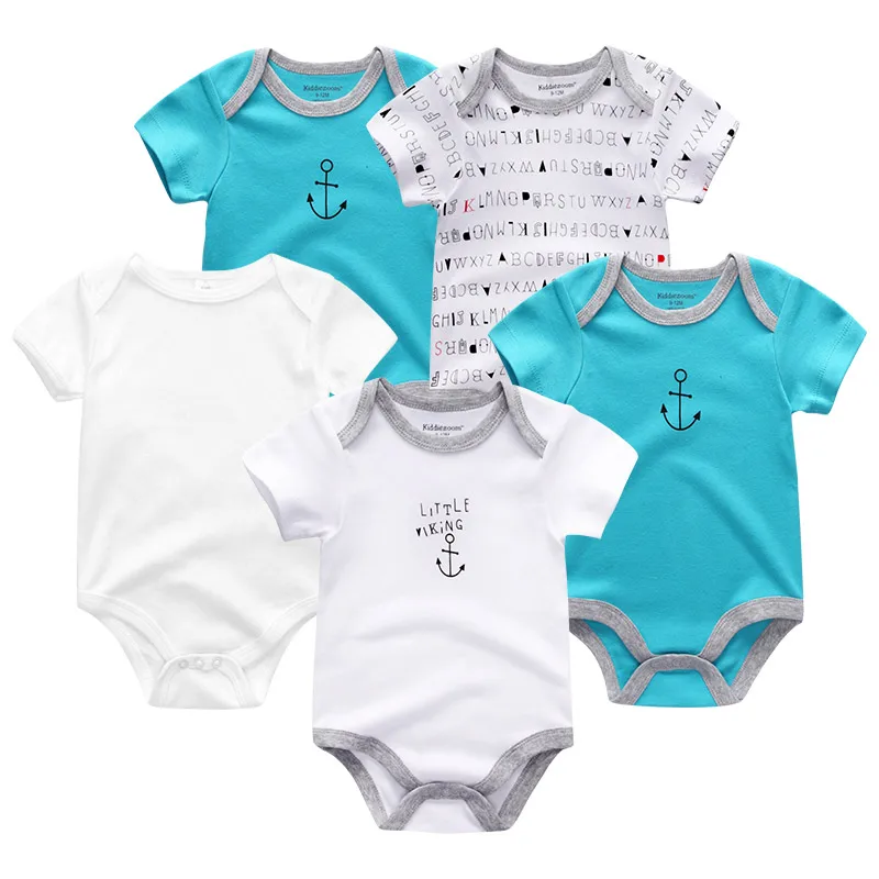 

5PCS/sets Unisex Baby Rompers Clothes Short Sleeve 100%Cottom 12Months Newborn Boys&Girls Roupas de bebe Clothing
