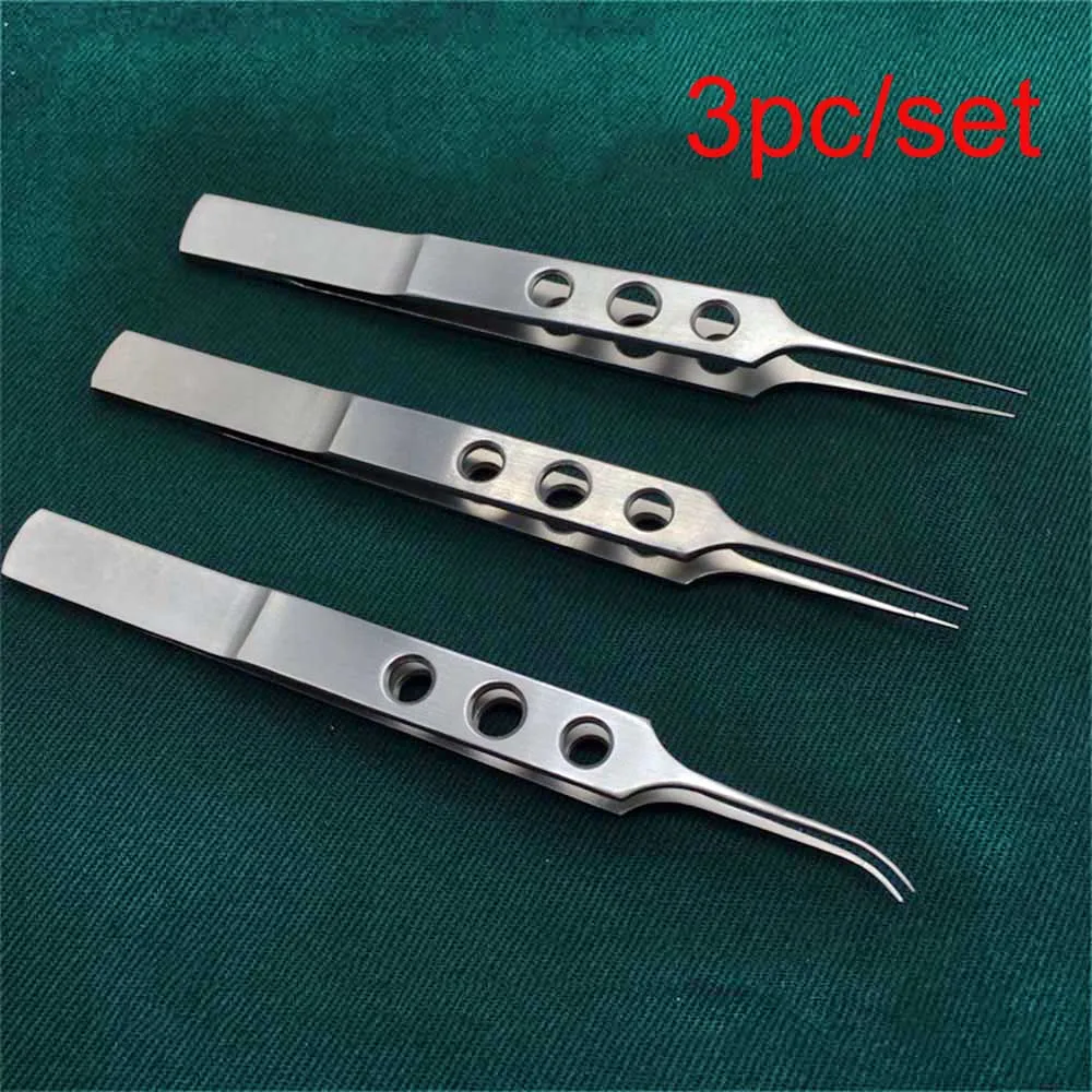 Microscopic-instruments-Eyelid-tools-Stainless-steel-110-mm-3-Type-Beauty-tweezers-microsurgery-forceps-Tools