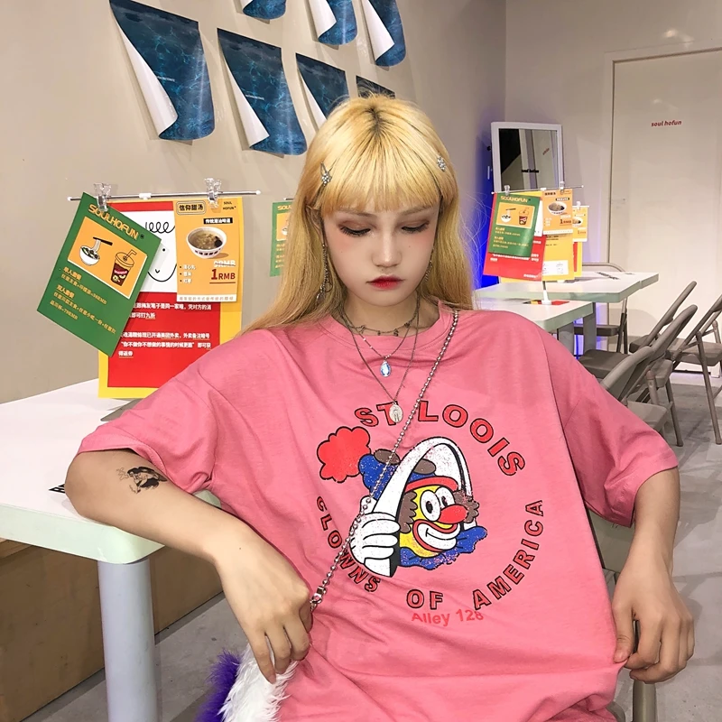 Женская забавная футболка с телепузиками, летний топ из хлопка, с принтом, Harajuku, Корейская одежда, негабаритная, camiseta mujer, футболка, femme, топы