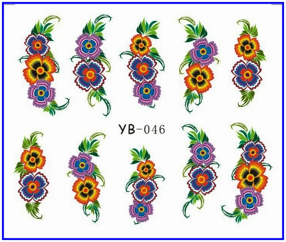 1х стикер для ногтей большой цветок лоза Лилия переводные наклейки на ногти Opp рукав упаковочная YB043-048 - Цвет: YB046