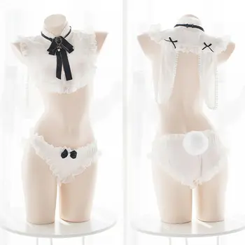 

New Anime Japanese Sweet Lolita Sexy Sleepwear Maid Chiffon Pajamas Bunny Bikini Sets Cosplay Underwear Camisoles