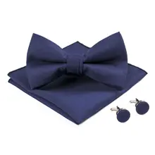 Одноцветное Цвет бабочкой набор для мужчины Бизнес Галстуки платок запонки Bowknots Gravatas Тонкий черные галстуки для свадьбы