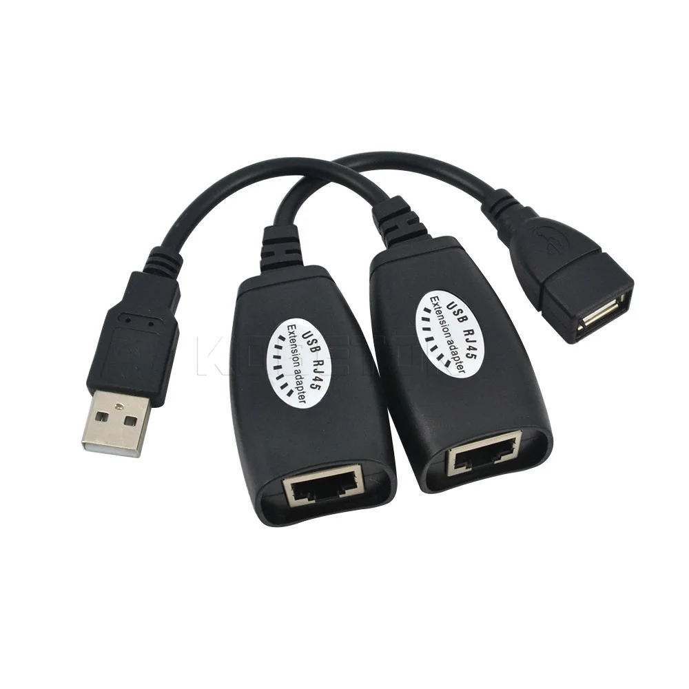 kebidu USB 2.0 Extension Extender Adapter male & Female Up To 150ft Using CAT5/CAT5E/6 RJ45 Lan Network Ethernet Repeater Cable