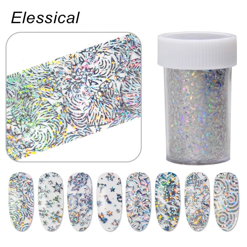 

ELESSICAL 8pcs 20*4cm Christmas Snowflakes Decals Transfer Nail Foil Stickers DIY Nail Art Decoration Manicure Accessories WY582