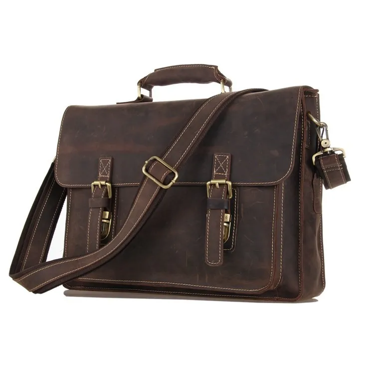 Настоящая Crazy horse кожаная мужская сумка-мессенджер винтажный Ретро Модный ранец деловой портфель мужские сумки на плечо# VP-J7205