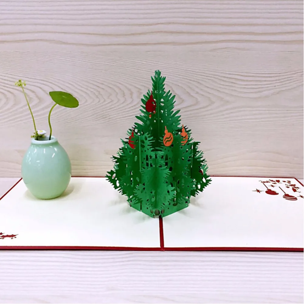  3D Happy Tree Christmas Cards Greeting Handmade Paper Card Personalized Keepsakes Postcards For Xma - 32760442721