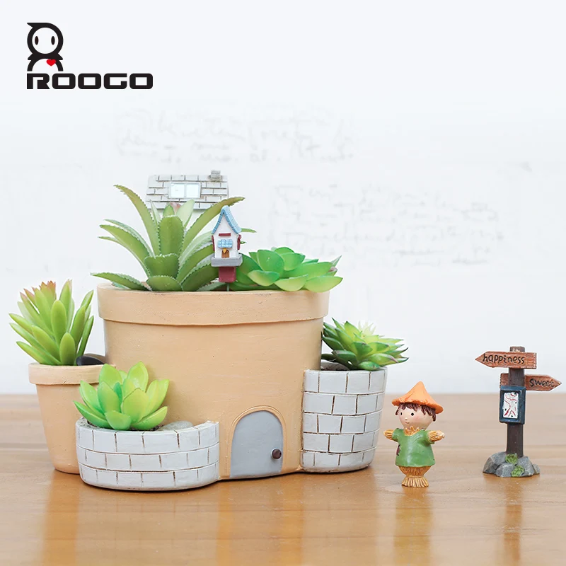 Roogo оригинальный мультяшный дом в форме животного бонсай искусственная Смола