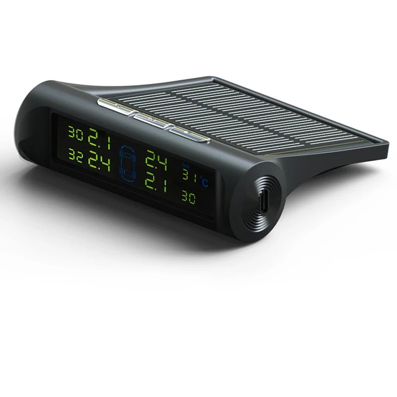 Car solar TPMS tire pressure monitor Wireless Tire Pressure Monitoring alarm System With LCD color display Built-in sensor