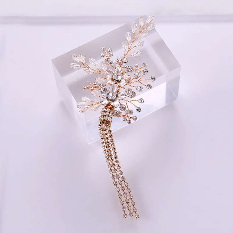 

Women Exquisite Korean Style Beauty Hairpins Ladies Temperamental Tassel Headdress Bridal Wedding Shining Crystal Hair Clips