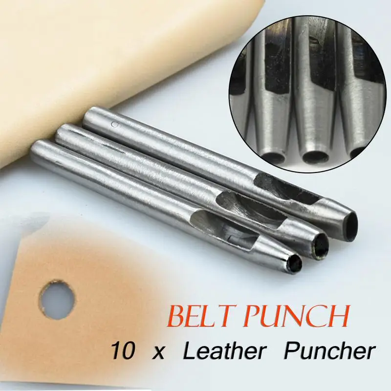 10-Piece Leather Hole Punch Set - Professional DIY Puncher Tool for Belts, Saddles, Watch Straps, Shoes, and Fabrics image 6
