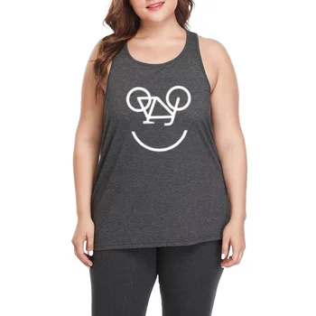 

Bicycle Smile Face Funny Plus Size Workout Casual Tank Tops Womens