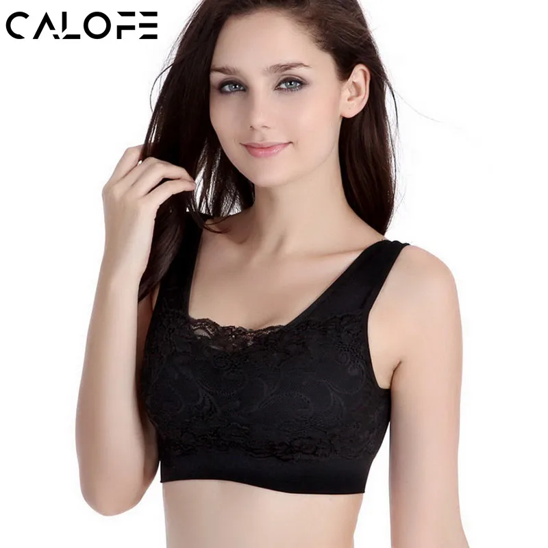 CALOFE Women Lace Running Sports Bra Soft Seamless