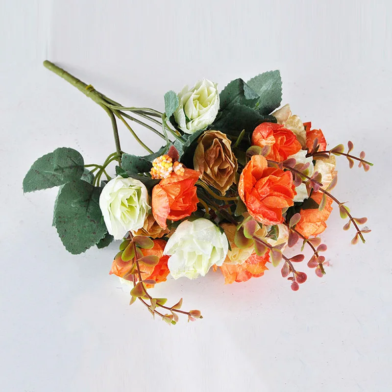 Фотография европейский стиль 1 шт. реквизит искусственный цветок розы фото Осенняя версия алмазного декоративного цветка - Цвет: Оранжевый