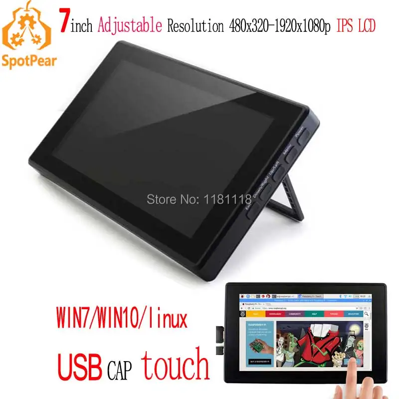 

Raspberry Pi 7inch LCD 7 inch USB Capacitive Touch screen HDMI VGA display for computer mini PC adjustable 480x320-1920x1080
