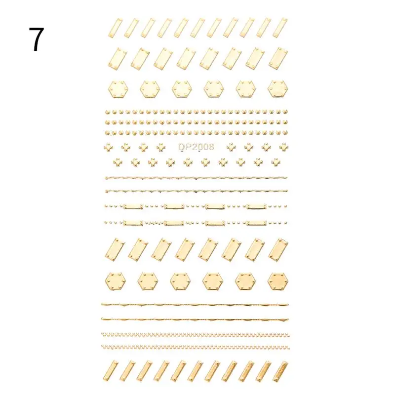 1 лист 3D наклейки для ногтей золото серебро мульти-дизайн мульти-Размер полоса клейкая лента DIY Фольга Маникюр ногтей наклейки для ногтей - Цвет: Pattern-15