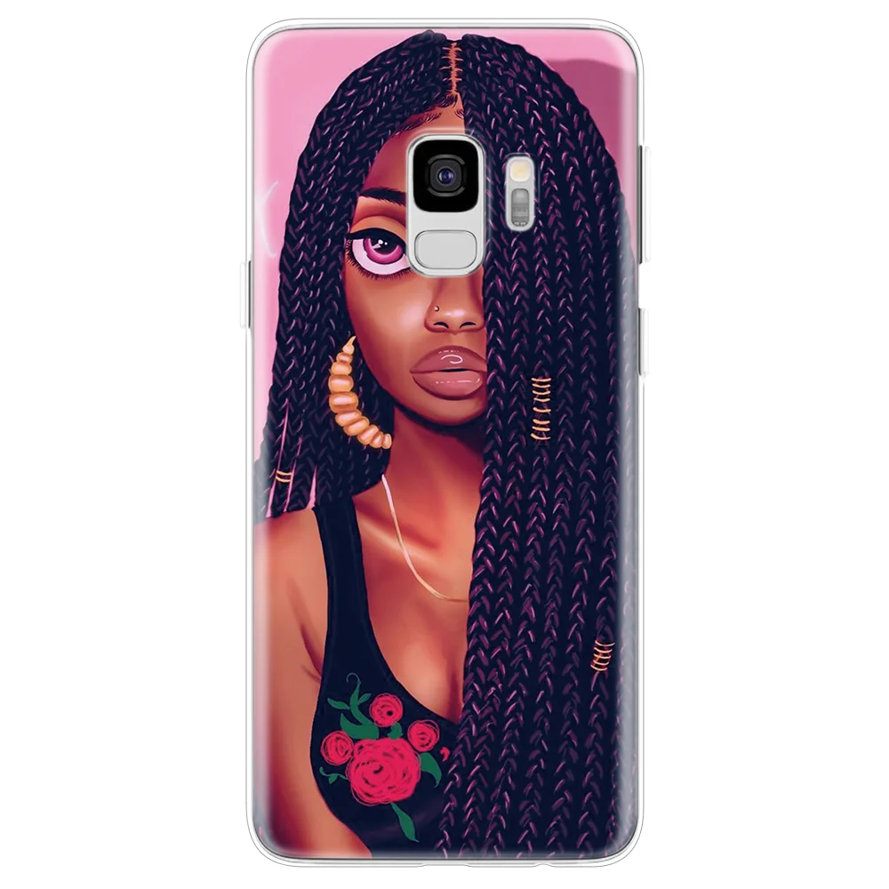 Черный женский чехол для афро девушек samsung Galaxy S11 S10 S8 S9 S10e S11e S6 S7 Edge Plus силиконовый