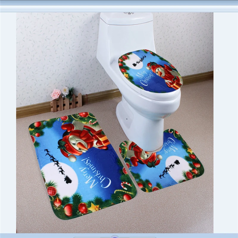 Pop Toilet Seat Cover 3 pieces Christmas Festive Bathroom Lid Toilet